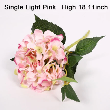 single light pink Xuanxiaotong 1 шт. искусственный цветок гортензии шелковые ветви с зелеными листьями для осени Свадебные вечерние украшения для дома высокое качество - Цвет: single light pink