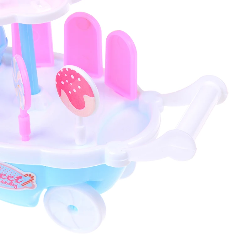 

New Sale 1 Set Children's Home Simulation Mini Rotary Light Music Candy Cart Ice Cream Trolley Toy