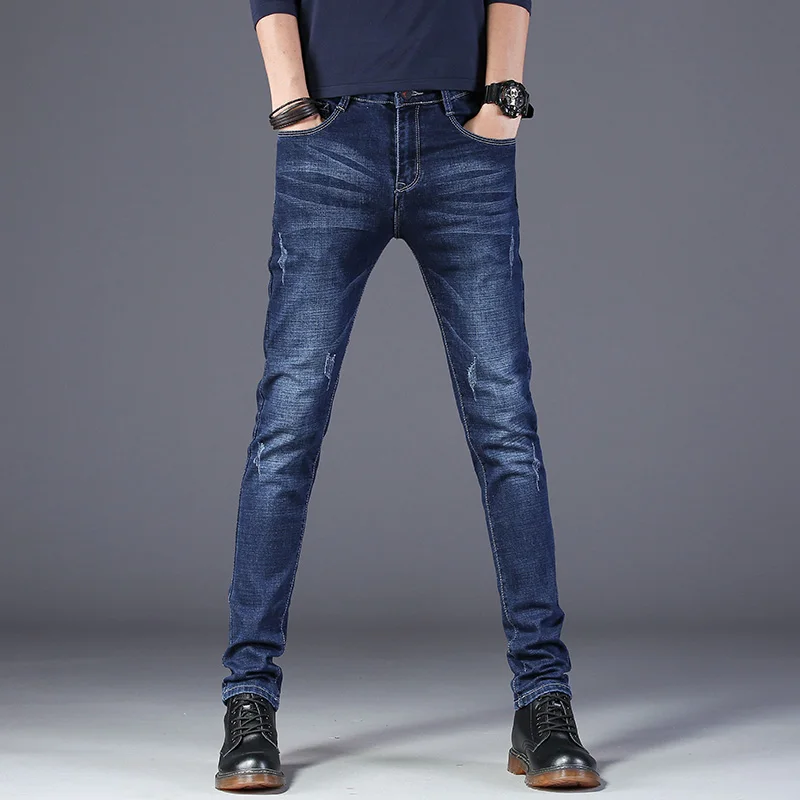 

2019 spring and summer new men's jeans fashion stretch slim denim trousers high quality comfortable men's tight cotton jeans