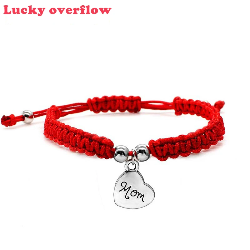 Luckyoverflow браслеты с красной нитью I Love You Mom украшения для мамы подвеской подарок на