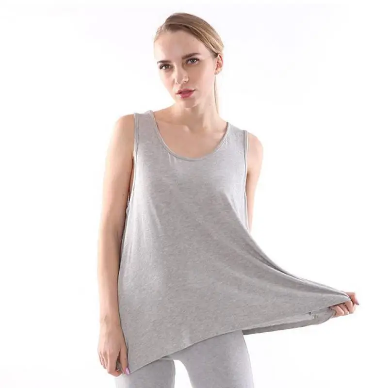 Большие размеры 3XL-7XL, женская одежда для сна, летние Модальные топы для сна, сексуальное нижнее белье без рукавов, свободное нижнее белье, пижама с круглым вырезом - Цвет: Серый