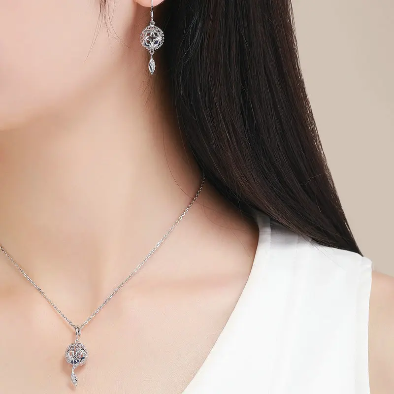 Женский комплект ювелирных изделий DOYUBO ожерелье и серьги из серебра 925 пробы с