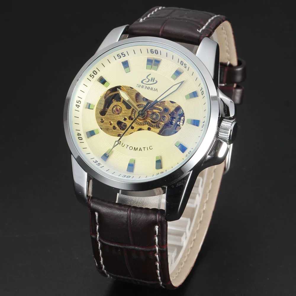 Роскошные Механические наручные часы скелетоны ведущей марки SHENHUA дизайнерские