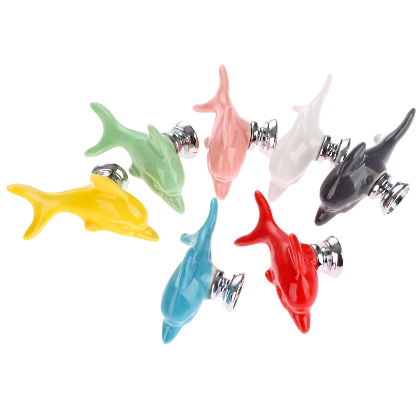 1Pc Dolphin Ceramic Knob Furniture Handles Wardrobe Door Pull Drawer Kitchen Cupboard Handle Cabinet Knobs and Home Decor | Обустройство
