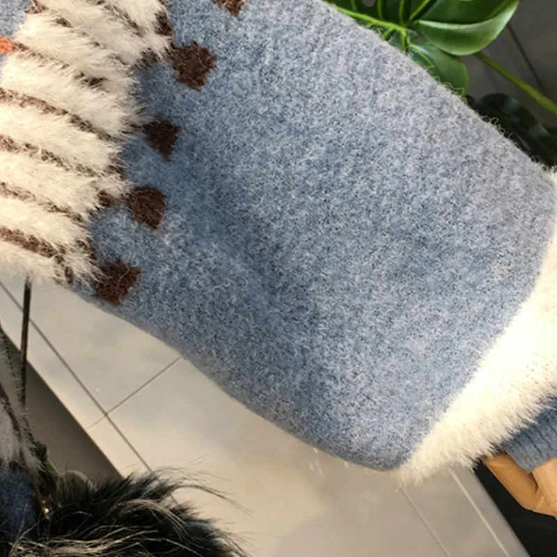 Loose Sweater Women Autumn Winter 2018 New Korean Version Large Size Casual Color Matching Student Tide X285 | Женская одежда