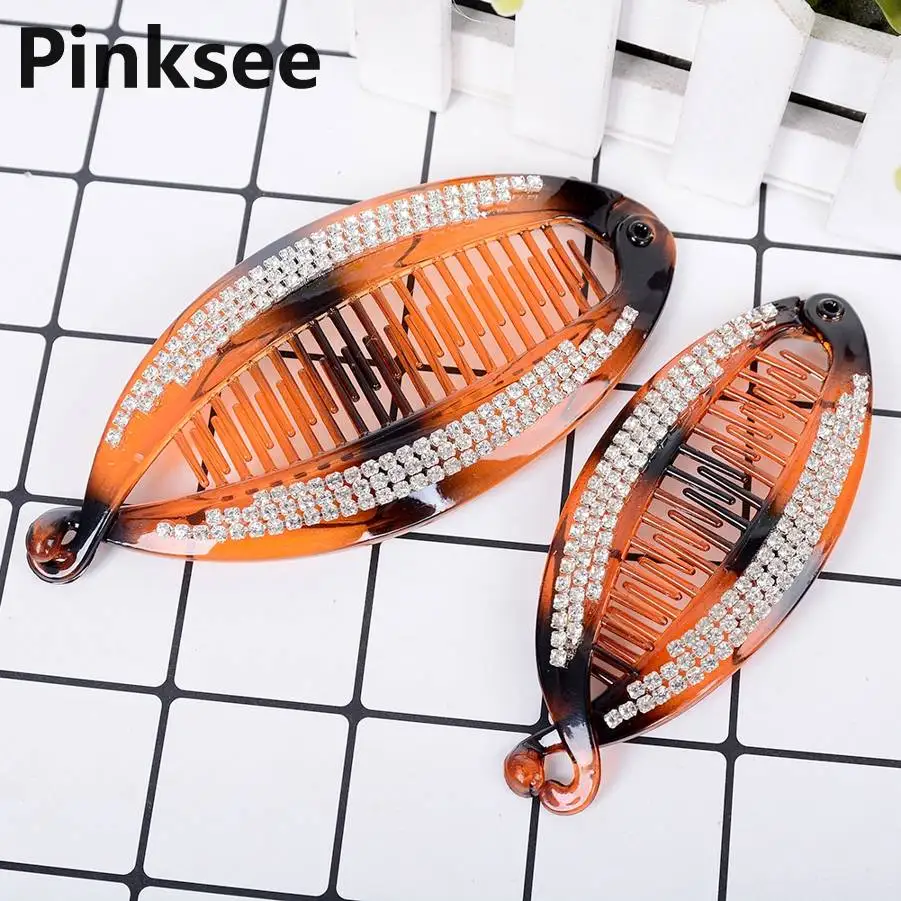 

Women Geometric Hair Claw Hair Crab Retro Oval Shape Crystal Hair Clips Make UP Hair Accessories Large Size Hairpin
