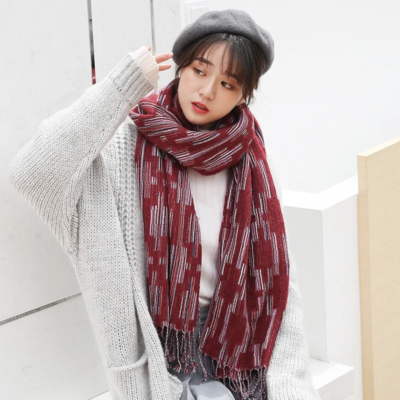 2018 New Autumn Winter Fashion Geometric Tassel Scarf Women's Warm Cashmere-like Long-style Jacquard Pashmina Scarves WJ2006 |