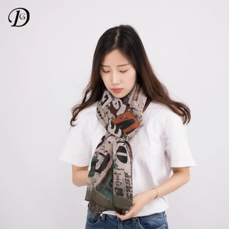 Новое поступление 2017 года Модный хлопковый шарф женщин цифровой рисунок с