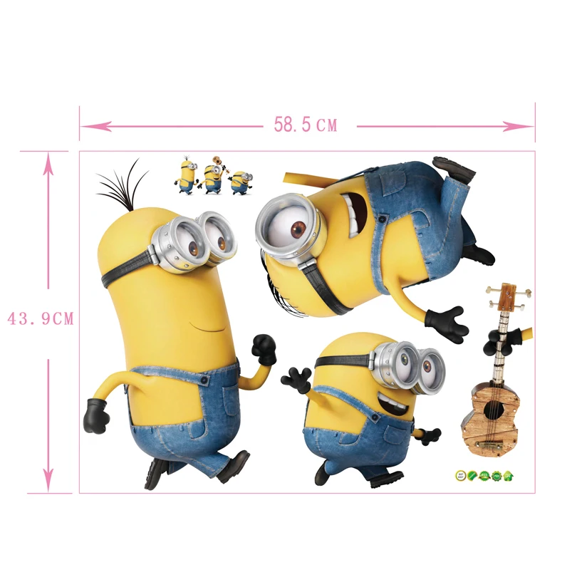 Популярные современные 3D наклейки на стену маленькие желтые люди Наклейки 60*45 см