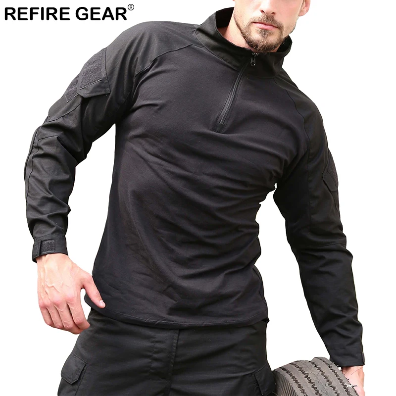 Рубашка Refire Gear Мужская Спортивная хлопок стрейч дышащая с длинным рукавом для