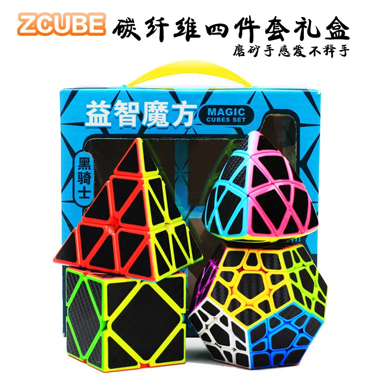 

Zhenwei Speed Cube Puzzle Pack | 2x2 3x3 4x4 5x5 Fiber Rice Pyramid Skew Megaminx Carbon Stickerless Cube Set Collection