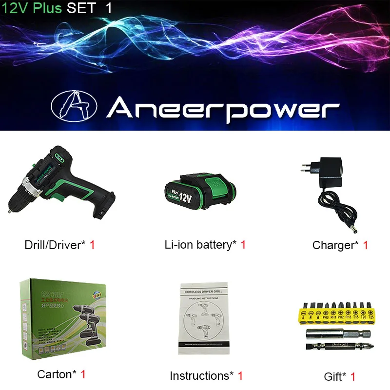 12V 1pcs battery 12 В, 16 В, 21 в, 25 в, отвертка, двойная скорость, электрическая дрель, беспроводная ручная дрель, Мини Электрическая отвертка, аккумуляторная батарея, дрель - Цвет: 12V 1pcs battery