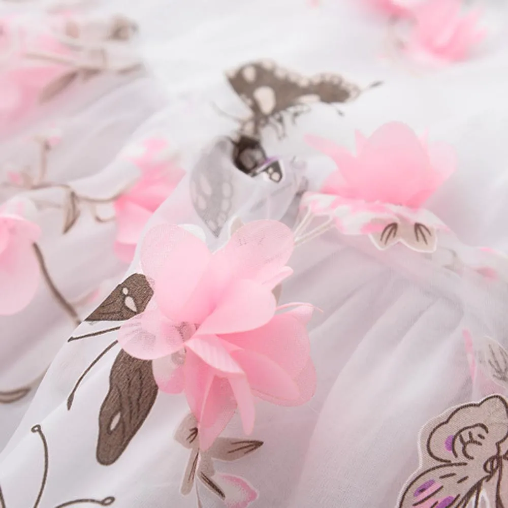 Lace-trimmed princess dress Toddler Baby Girls Princess Party Clothes Flower Sleeveless Tulle Tutu Dresses girls #06 | Детская одежда и