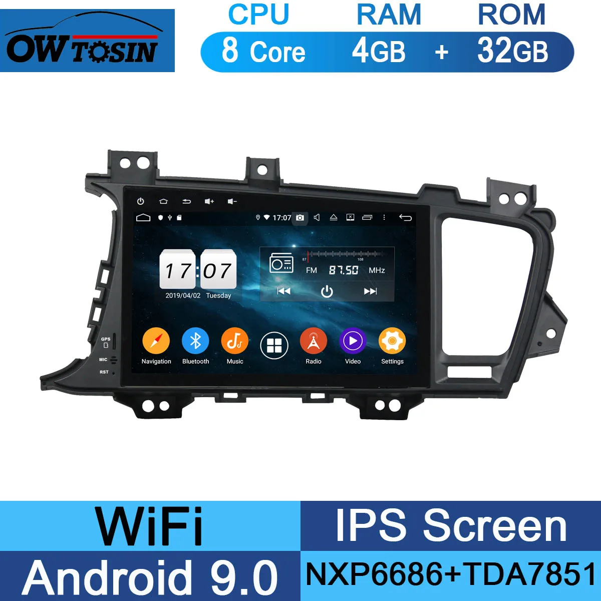32G " ips Восьмиядерный 4G ram+ 64G rom Android 9,0 автомобильный dvd-радио GPS для Kia K5 Optima 2011- DSP CarPlay Parrot BT стерео Adas - Цвет: 32G