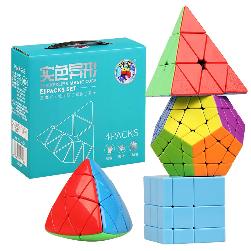 4 упаковки зеркальные пирамиды Shengshou 3x3x3 многоцветные наборы|Головоломки| |