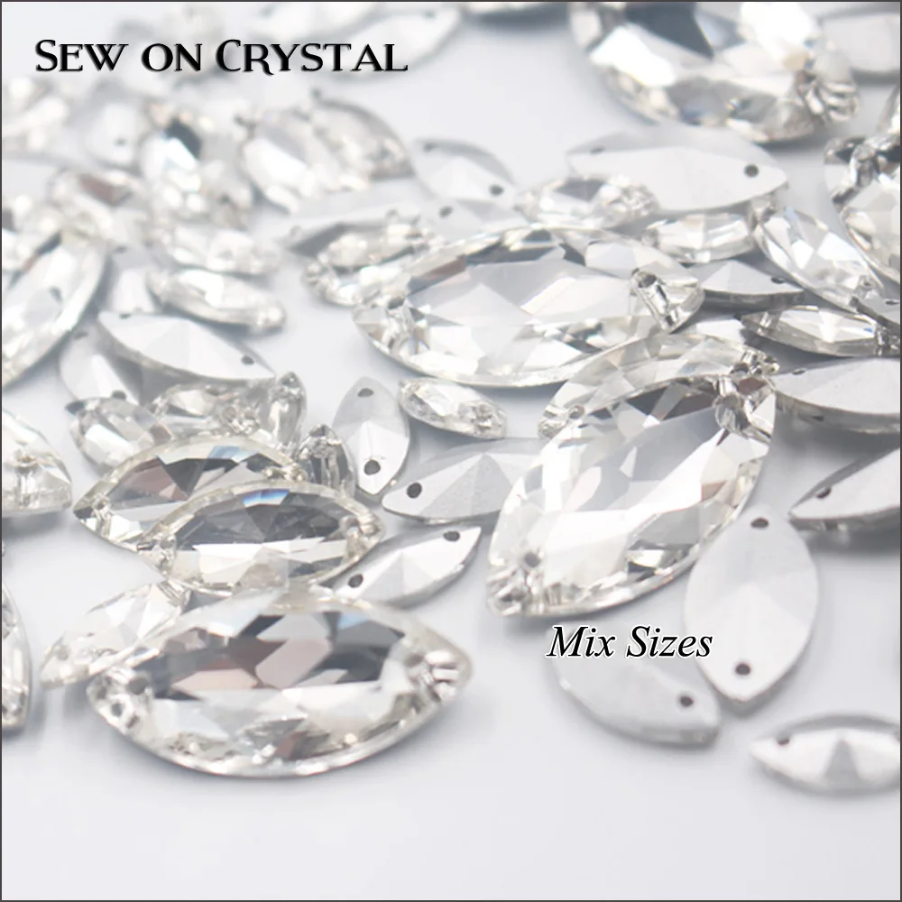 Блестящие прозрачные стразы 50 шт. разных размеров швейные кристаллы для одежды