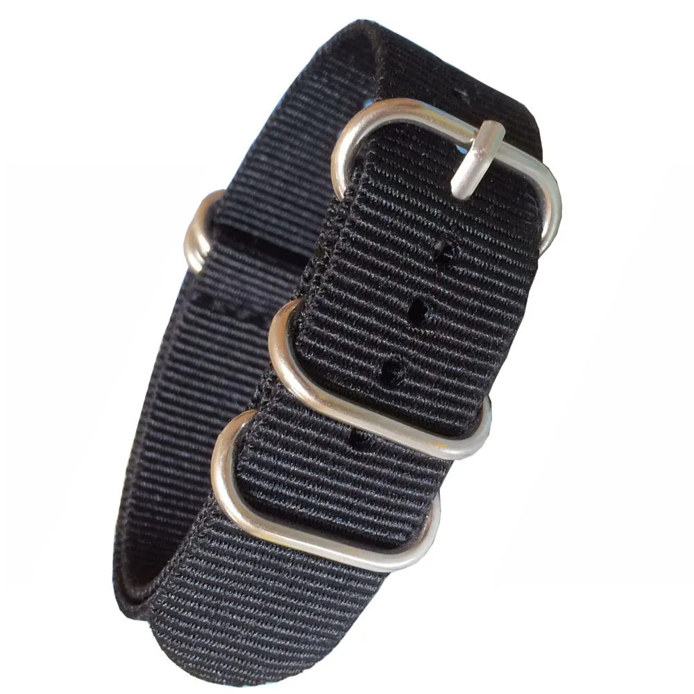 Ремешок армейский Zulu для наручных часов однотонный черный нейлоновый браслет 5