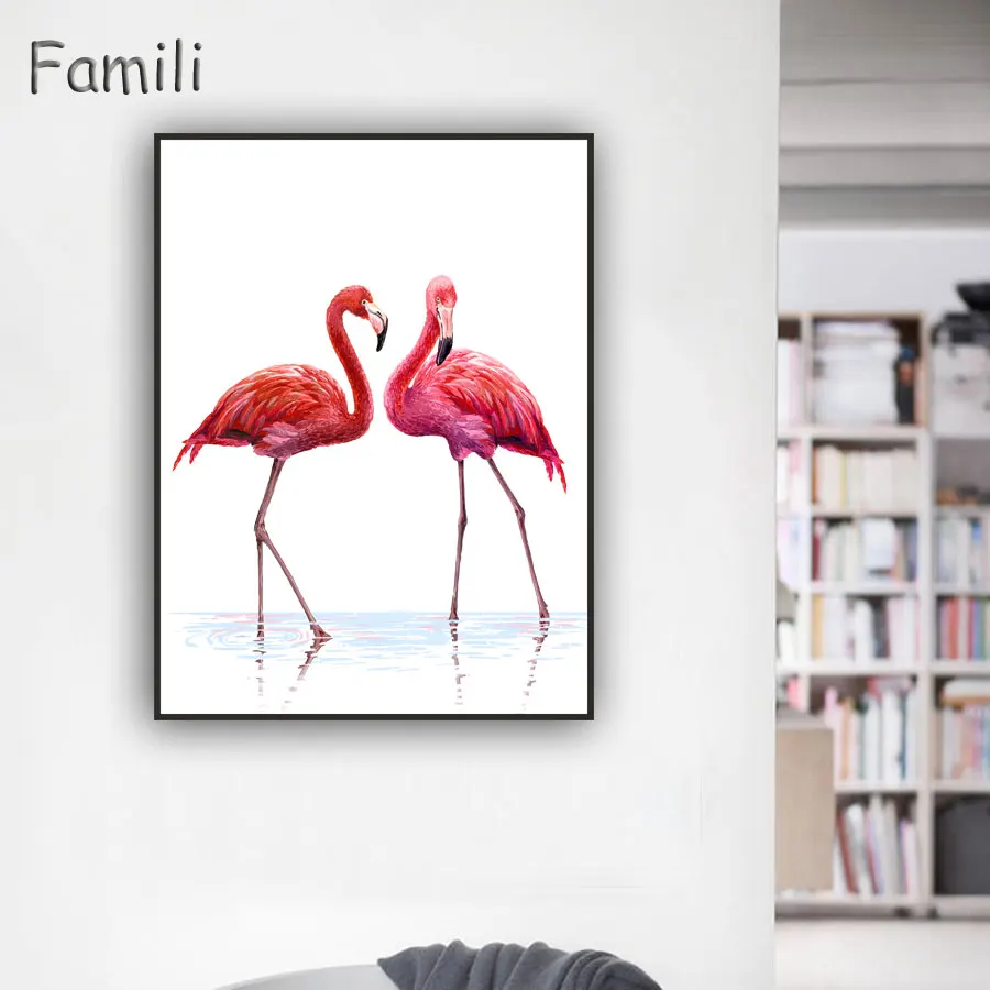 

No Frame Watercolor Flamingo Poster Print Animal Canvas Painting Nordic Art Wall Picture Modern Scandinavian Home Decor