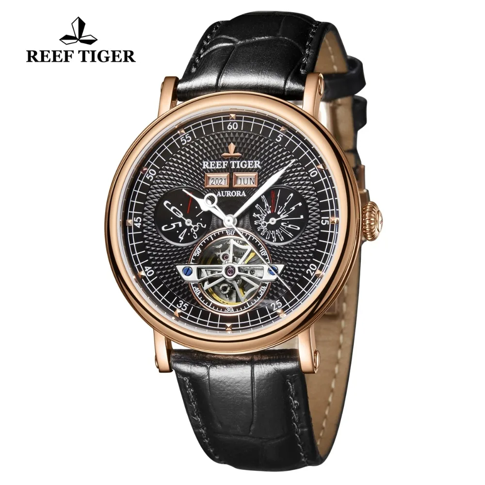 Риф Тигр/RT лучший бренд Роскошные часы мужские часы из розового золота Tourbillon многофункциональные автоматические часы сапфировое стекло RGA1903
