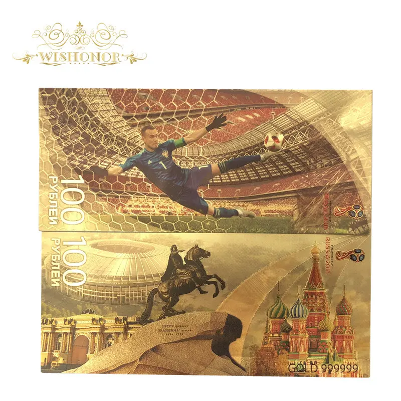 Akifeev banknote 1 31 тип горячей продажи красочные Россия Кубок мира рубли банкноты в 24k позолоченные бумажные деньги для сбора и подарков - Цвет: Akifeev banknote 1