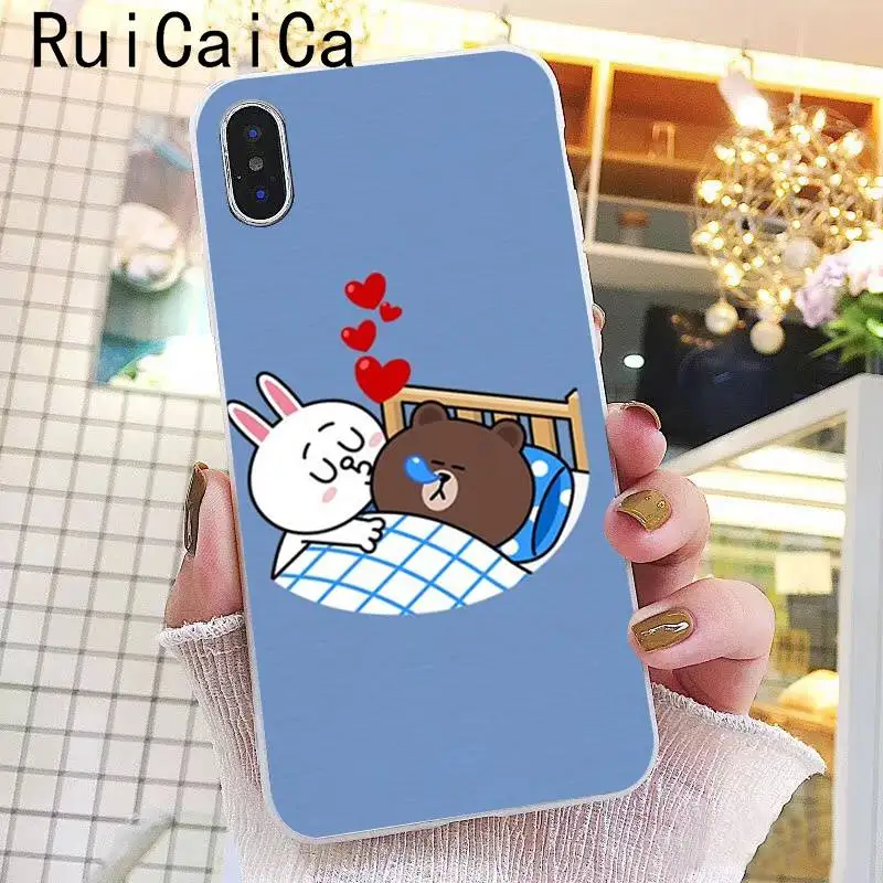 Ruicaica Line Friends коричневый Медведь Мягкий чехол для телефона iPhone 8 7 6 6S Plus X XS MAX 5 5S SE XR 10 Чехол