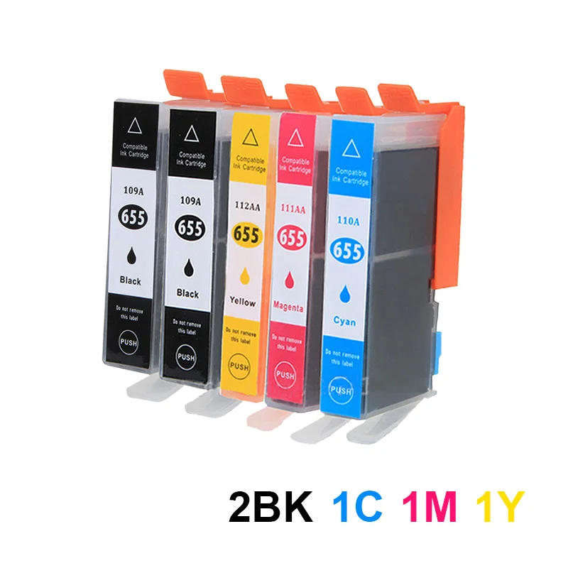 655 2BK C Y M HWDID 5 шт. чернильный картридж Замена для hp 655 для hp 655 для hp deskjet 3525 5525 4615 4625 CZ109AE CZ110AE CZ111AE CZ112AE - Цвет: 655 2BK C Y M