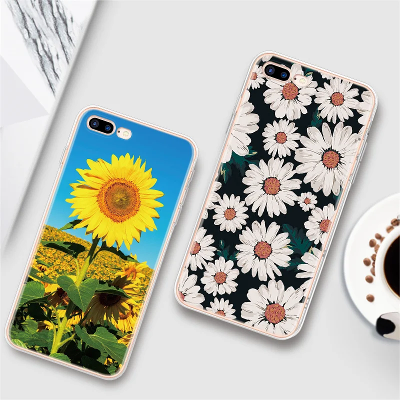 Чехол с цветочным рисунком Дейзи Подсолнух для iPhone 12 11 Pro Xs Max 6 6S TPU чехол 7 8 Plus X 4 5 5S