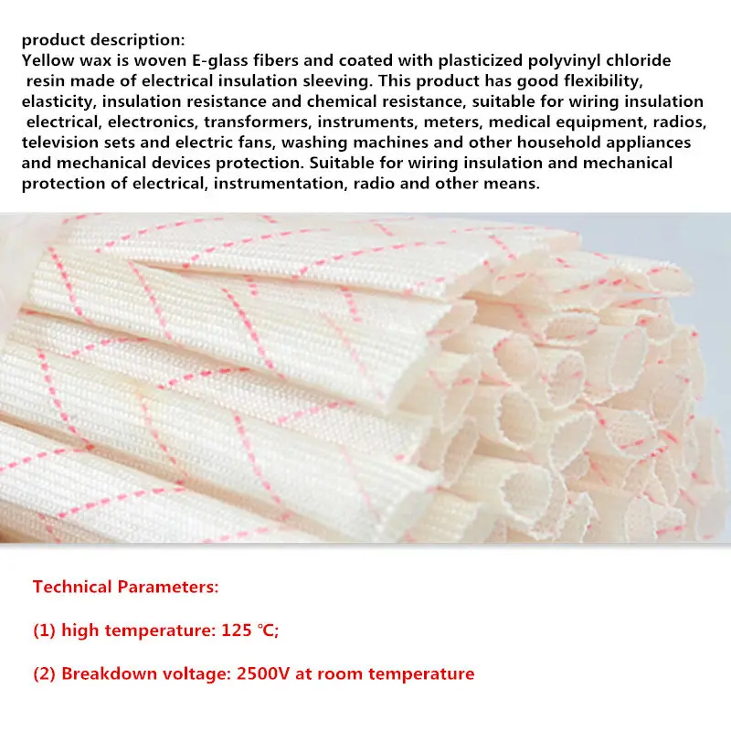 5 метров желтая восковая трубка 2 мм Стекловолоконная высокотемпературная