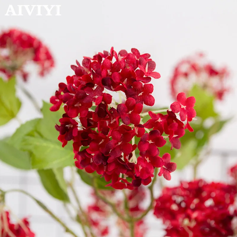 

High-end artificial flower three-headed snowball flower hydrangea home living room wedding model room floor flower