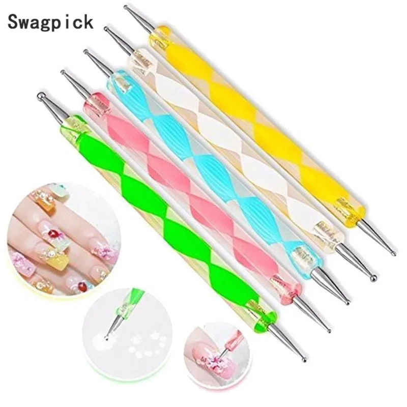 Swagpick 5Pcs/Lot Pro 2 Way Wax Dotting Pen Nail Art Gems Easy Picking Crystal Tools Pencil Pick Up Manicure DIY | Красота и здоровье