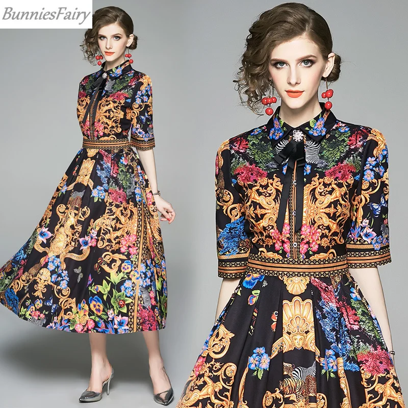 BunninesFairy 2019 новые летние для женщин Стильный Королевский Винтаж принт короткий