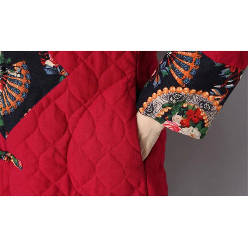 

Winter Coat Women Red Plus Size Long Parka 2018 Autumn New China Office Temperament Ladies Thick Warmth Hooded Cotton Coat CX195