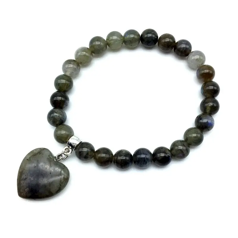 Женские браслеты 8 мм эластичный браслет с очаровательной линией сердца Агаты