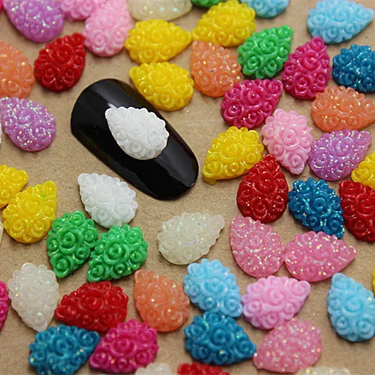 

100pcs/lot 10*7mm mix colors resin teardrop flatback cabochon for DIY nail decoration,RN008