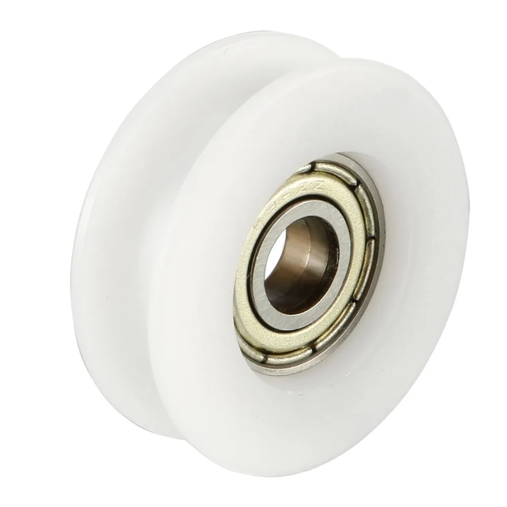 UXCELL1pcs 10x35x9/8x50x12/8x40x10/6x30x10/6x27x9/6x24x9mm Black/White Metal V Groove Guide Bearing Ball Wheel Pulley Rail |
