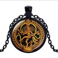 golden buddha destruction dance necklace lord shiva crystal pendant deity jewelry hindu spiritual buddhist amulet necklace