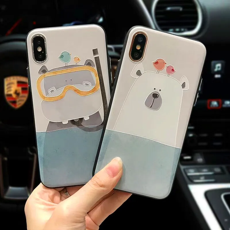 Прекрасный мультфильм животных чехол для iphone х Чехол Мягкий силиконовый