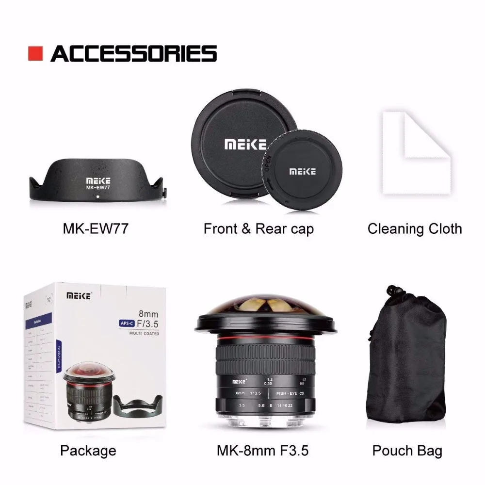 Meike 8 мм f/3,5 широкоугольный Рыбий глаз объектив для Nikon F-mount камера с APS-C