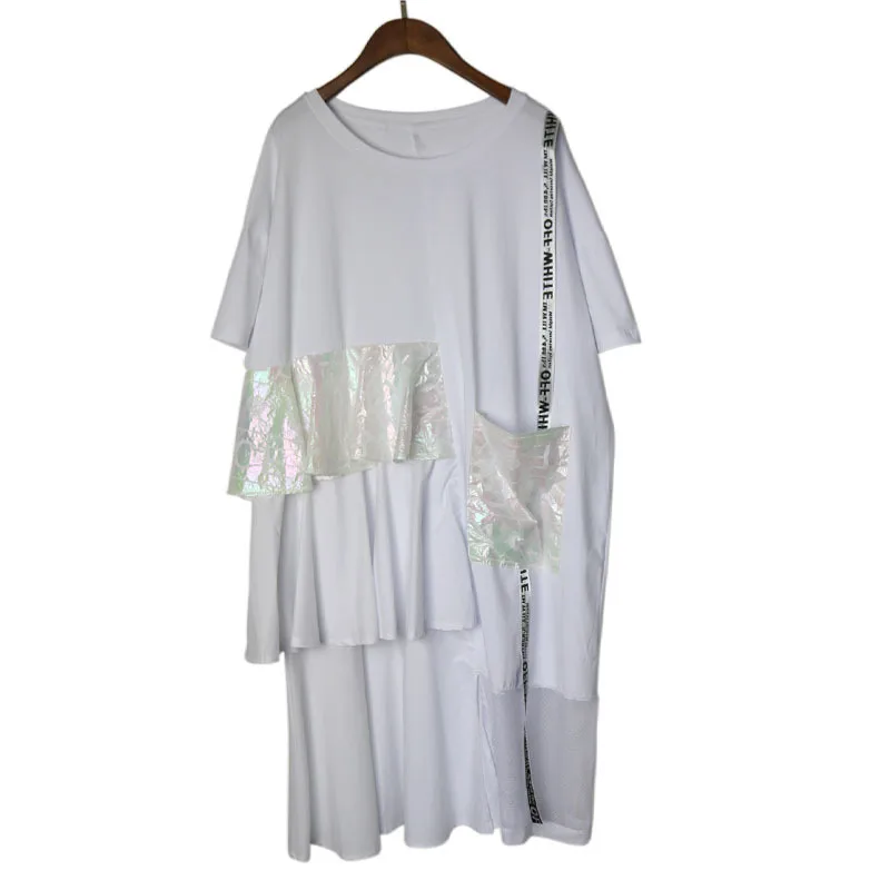 OMIKRON женское платье-рубашка с сеткой большие размеры свободные летние платья