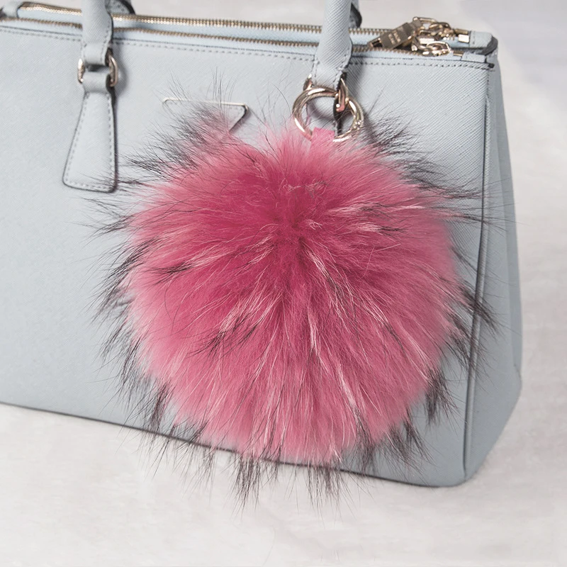 15 см пушистый шарик из меха енота Pom брелок Porte Clef Pompom De Fourrure Llavero помпон брелок для ключей, Брелок Украшение подвеска на сумку