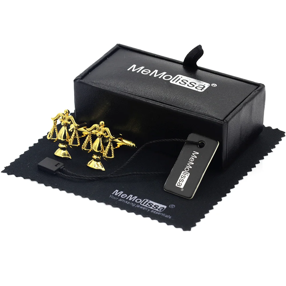 

MeMolissa Display Box Vintage Balance Scale Cufflinks Luxury Gold Men's Cufflink Wedding Male Cufflink Free Tag & Wipe Cloth