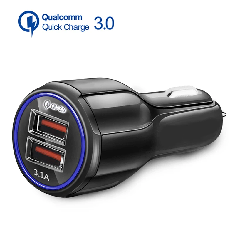 Автомобильное зарядное устройство с двумя usb портами 12В 1.6A Max Quick Charge QC 3 0