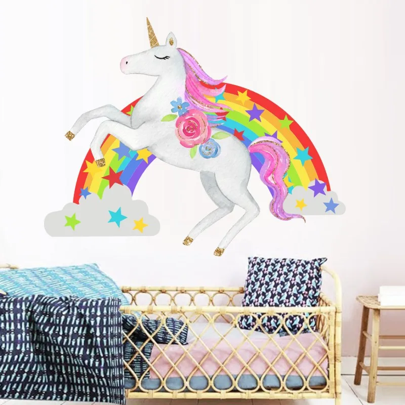 Новинка Лидер продаж фэнтези радуга единорог звезды настенные наклейки в