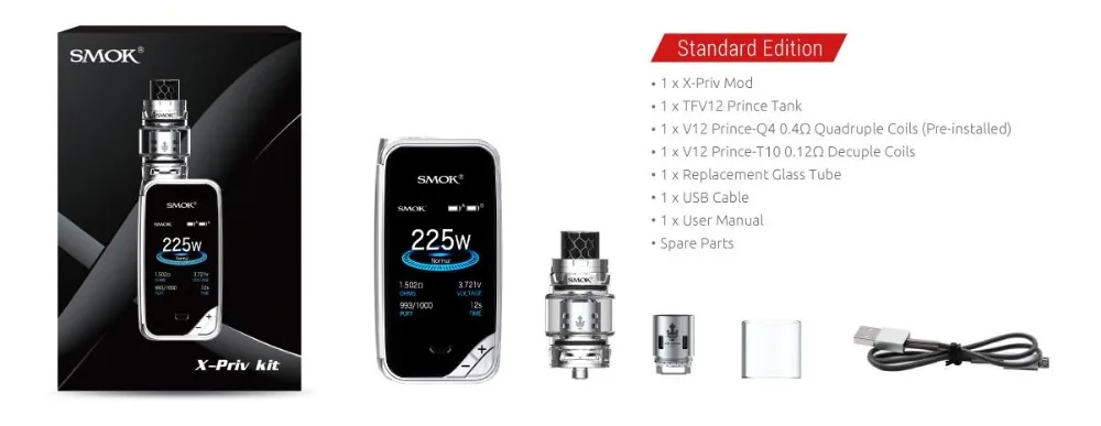 SMOK X-PRIV набор электронных сигарет 225 Вт X PRIV Box Mod с TFV12 Prince Tank 8 мл испаритель VAPE SMOK XPRIV Kit