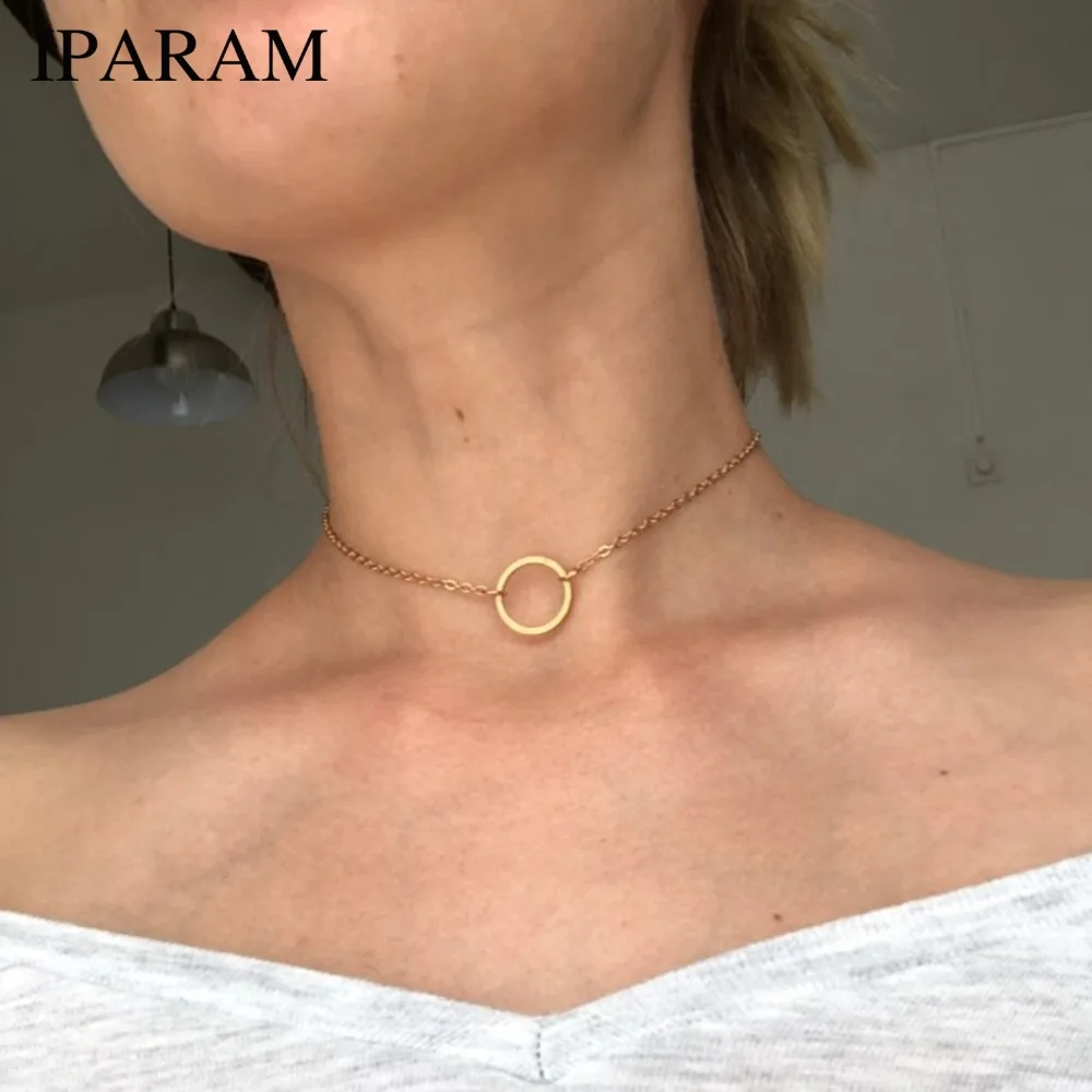 IPARAM 2019 Новая Мода простая Изысканная золотая цепочка чокер Карма ожерелье