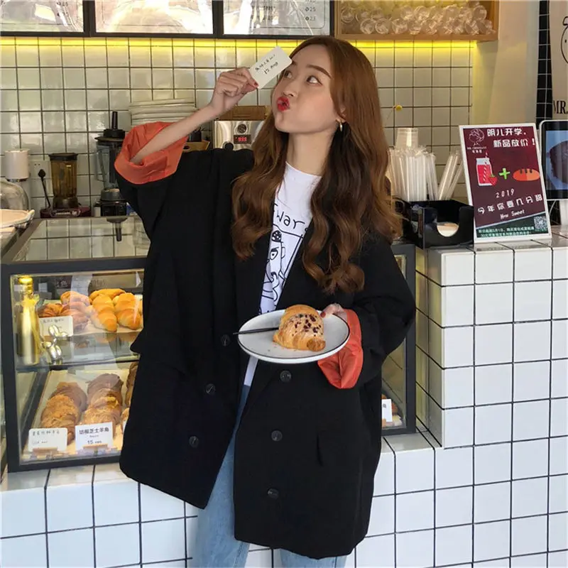 Весенне осенняя верхняя одежда новый корейский Свободный Блейзер куртка с