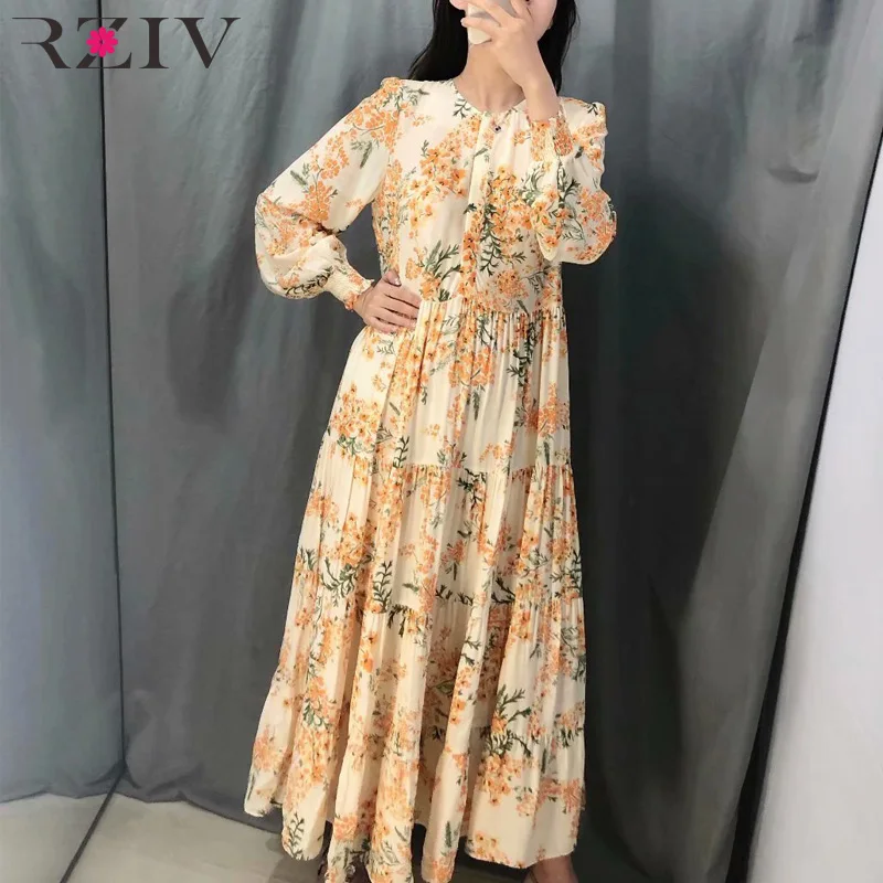 Женское Повседневное платье с цветочным принтом RZIV летнее свободное