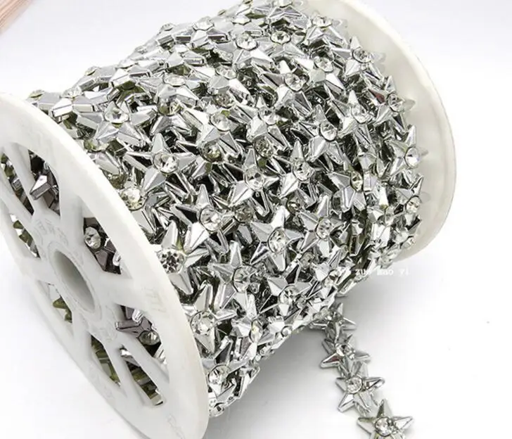 20 ярдов пятиконечные Звездные бусины Стразы с УФ покрытием цепочка отделка для