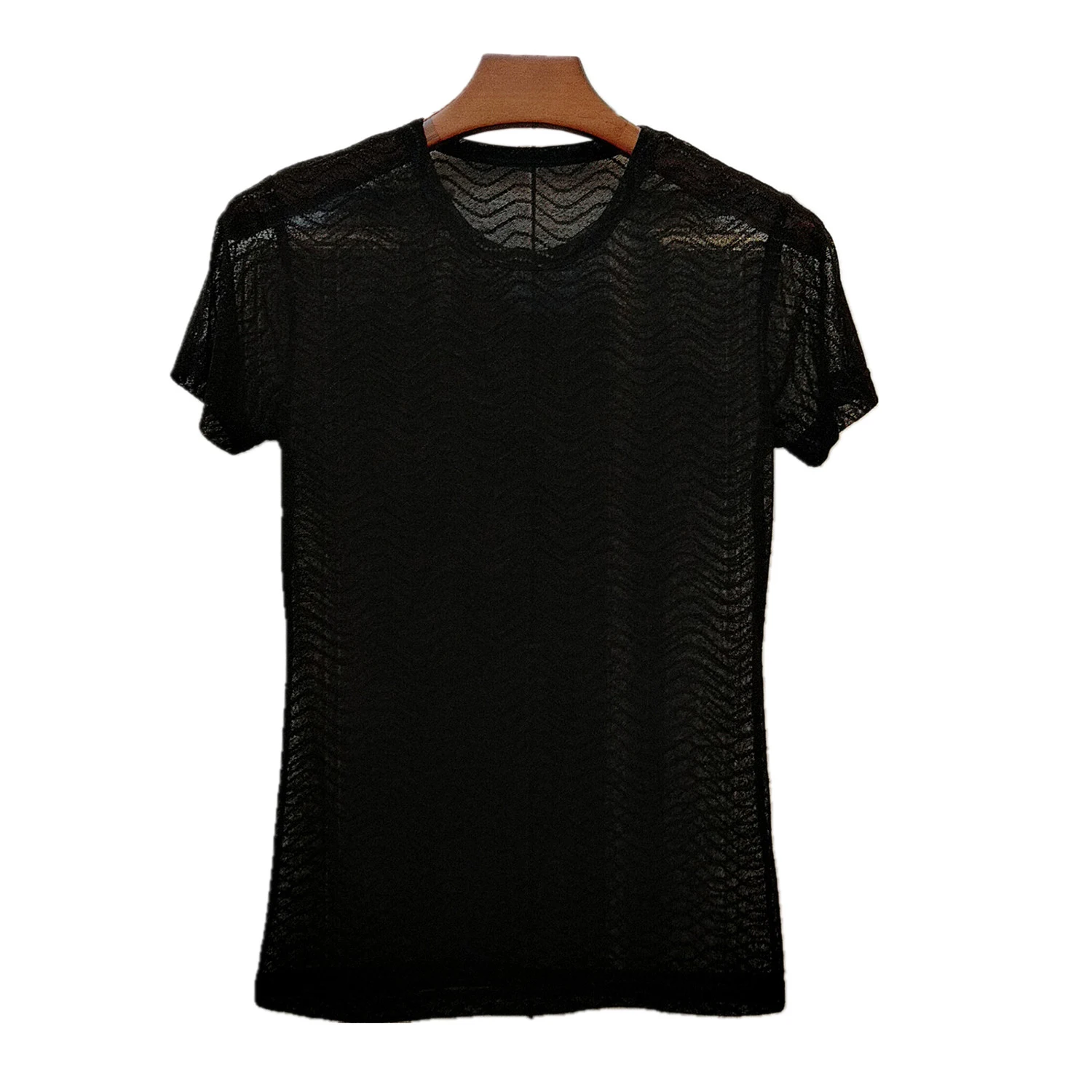 Для мужчин одежда лето 2019 г. футболки сексуальный режим человек Kleding See Through
