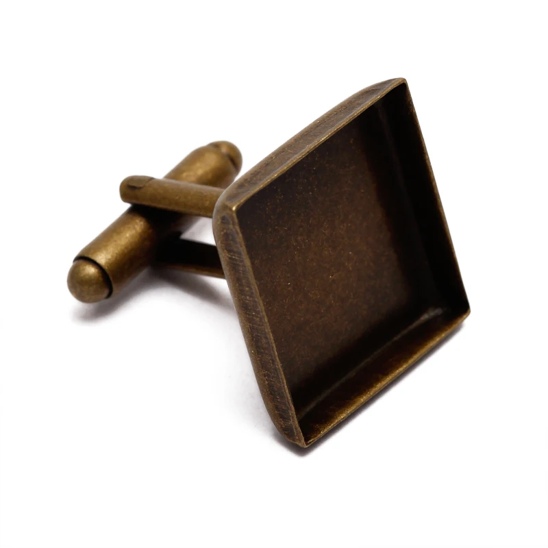 10 шт./лот квадратные 16 мм основа кабошона Запонки Настройки запонки пустая рамка